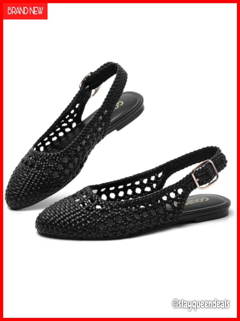 Hand Woven Faux Leather Mary Jane Ballet Flats Women Mesh Slingback Round Toe